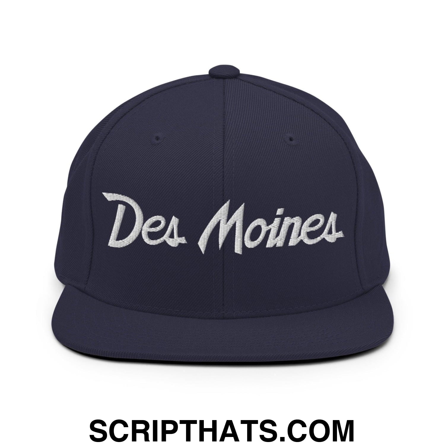 Des Moines Script Snapback Hat Navy