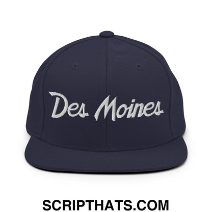 Des Moines Script Snapback Hat Navy