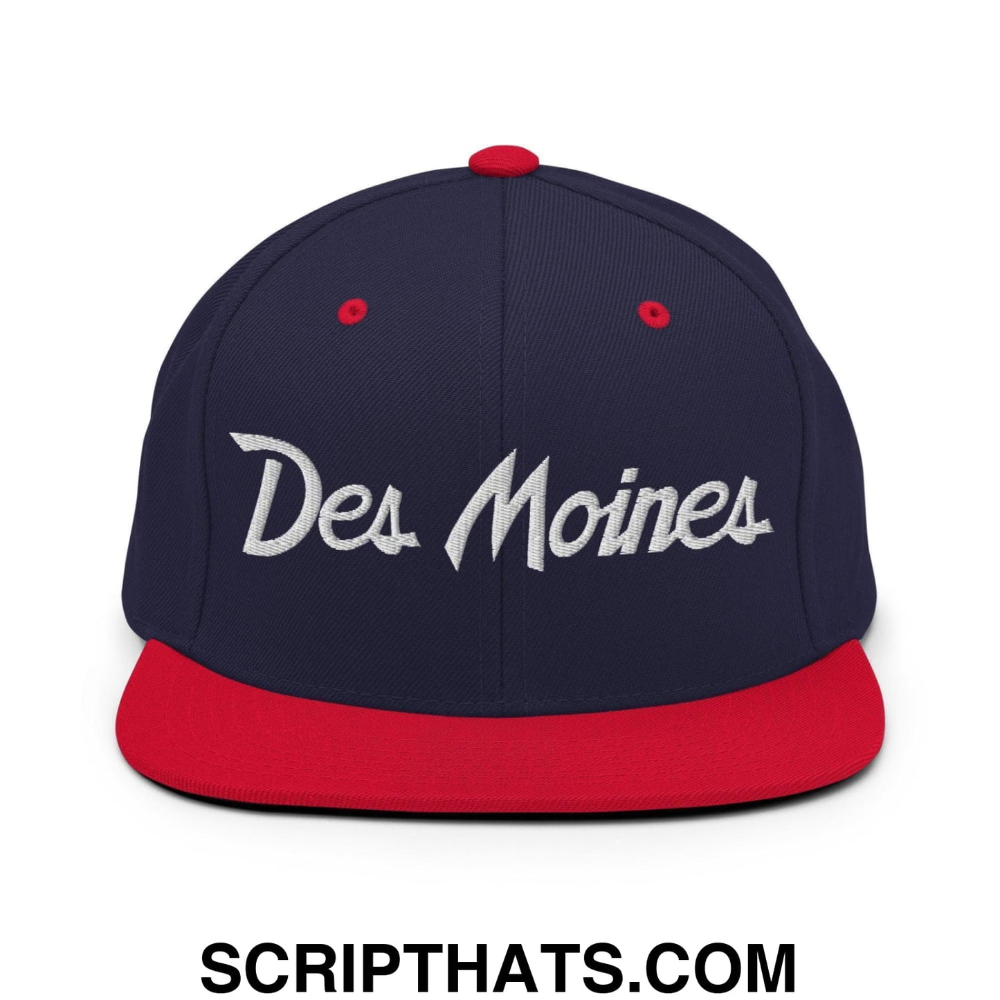 Des Moines Script Snapback Hat Navy Red