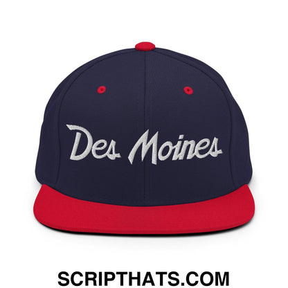 Des Moines Script Snapback Hat Navy Red