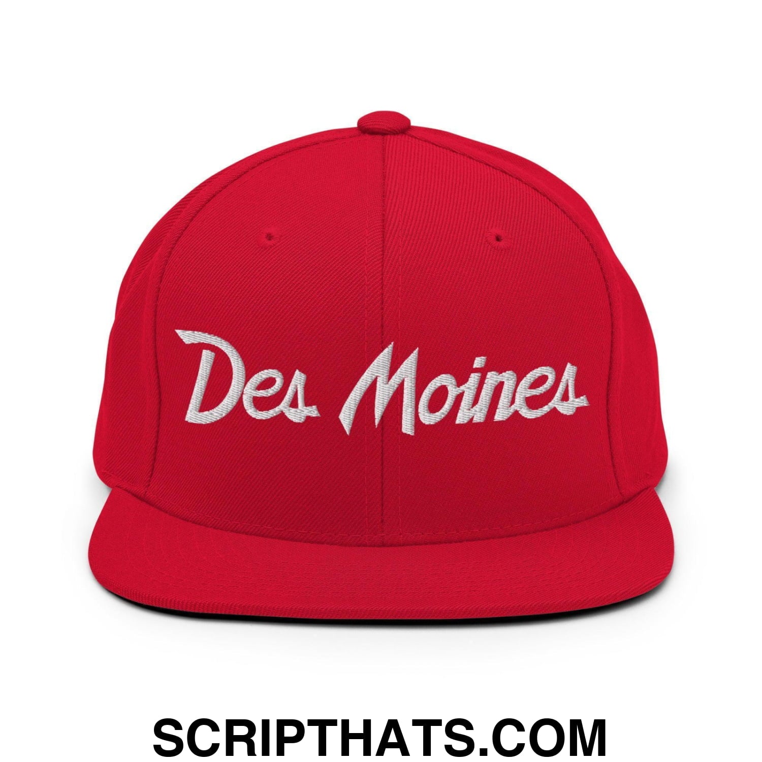 Des Moines Script Snapback Hat Red