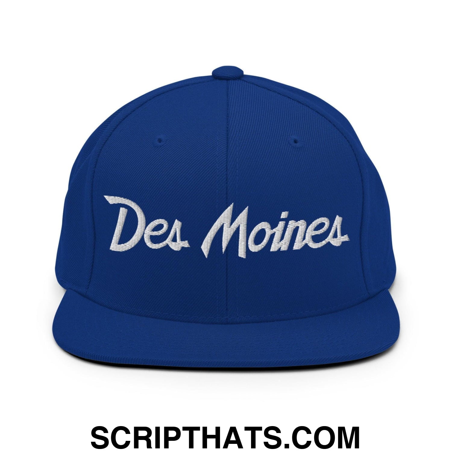 Des Moines Script Snapback Hat Royal Blue