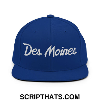 Des Moines Script Snapback Hat Royal Blue