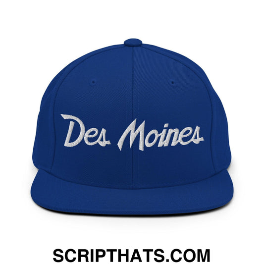 Des Moines Script Snapback Hat Royal Blue