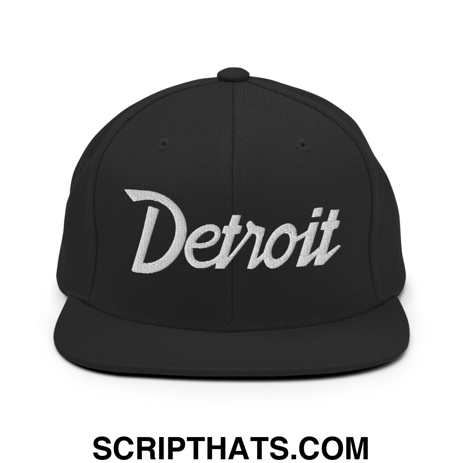 Detroit Script Snapback Hat Black