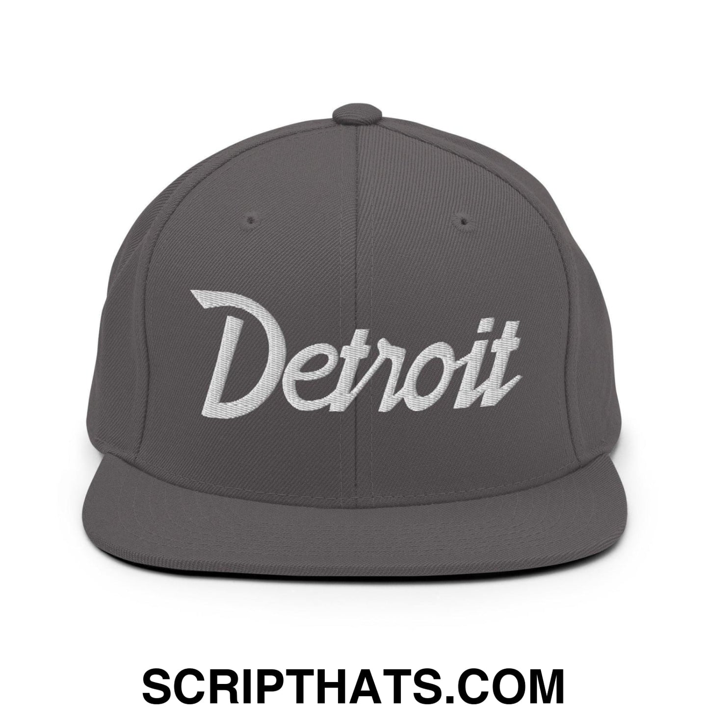Detroit Script Snapback Hat Dark Grey