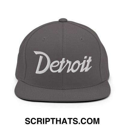 Detroit Script Snapback Hat Dark Grey