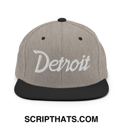 Detroit Script Snapback Hat Heather Black