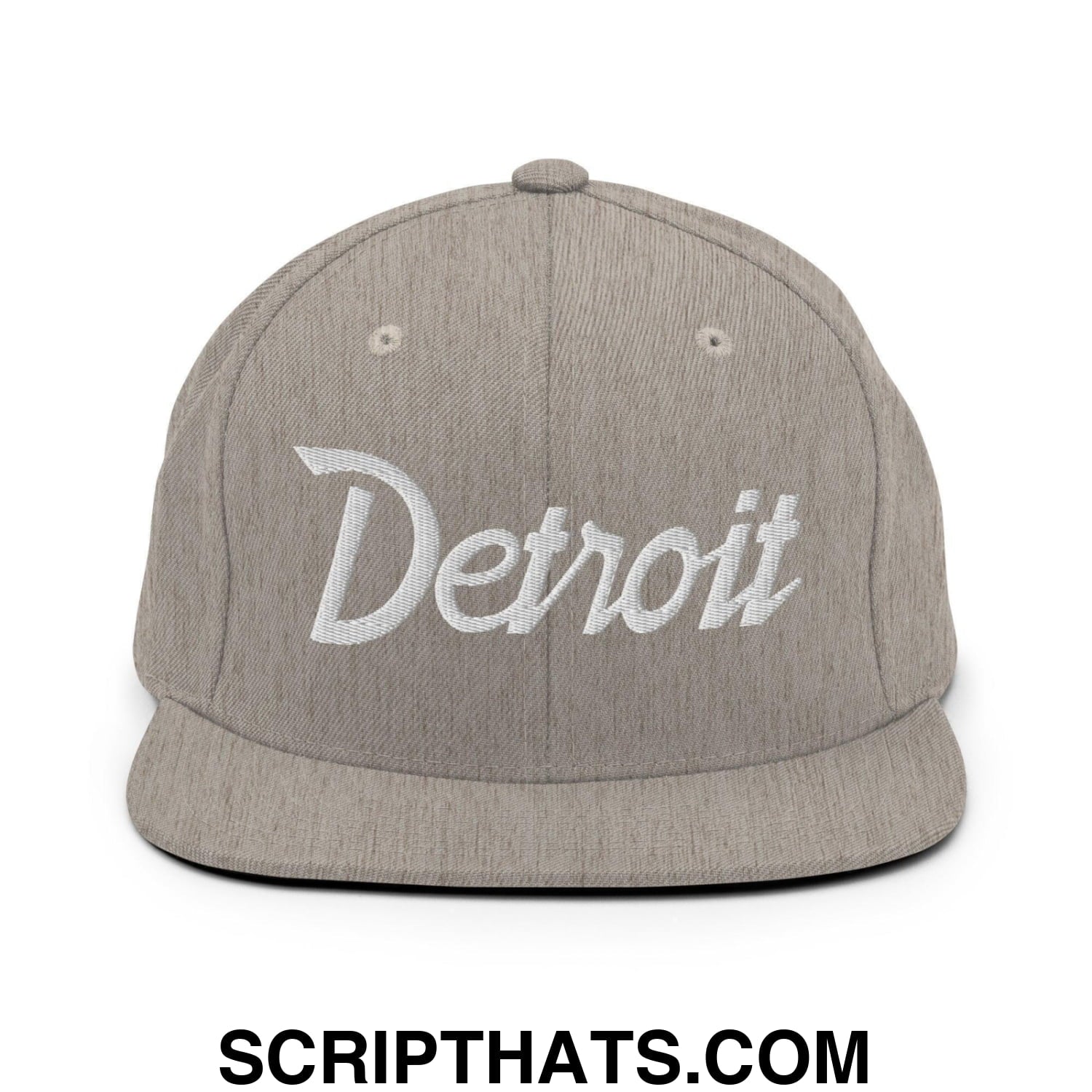 Detroit Script Snapback Hat Heather Grey