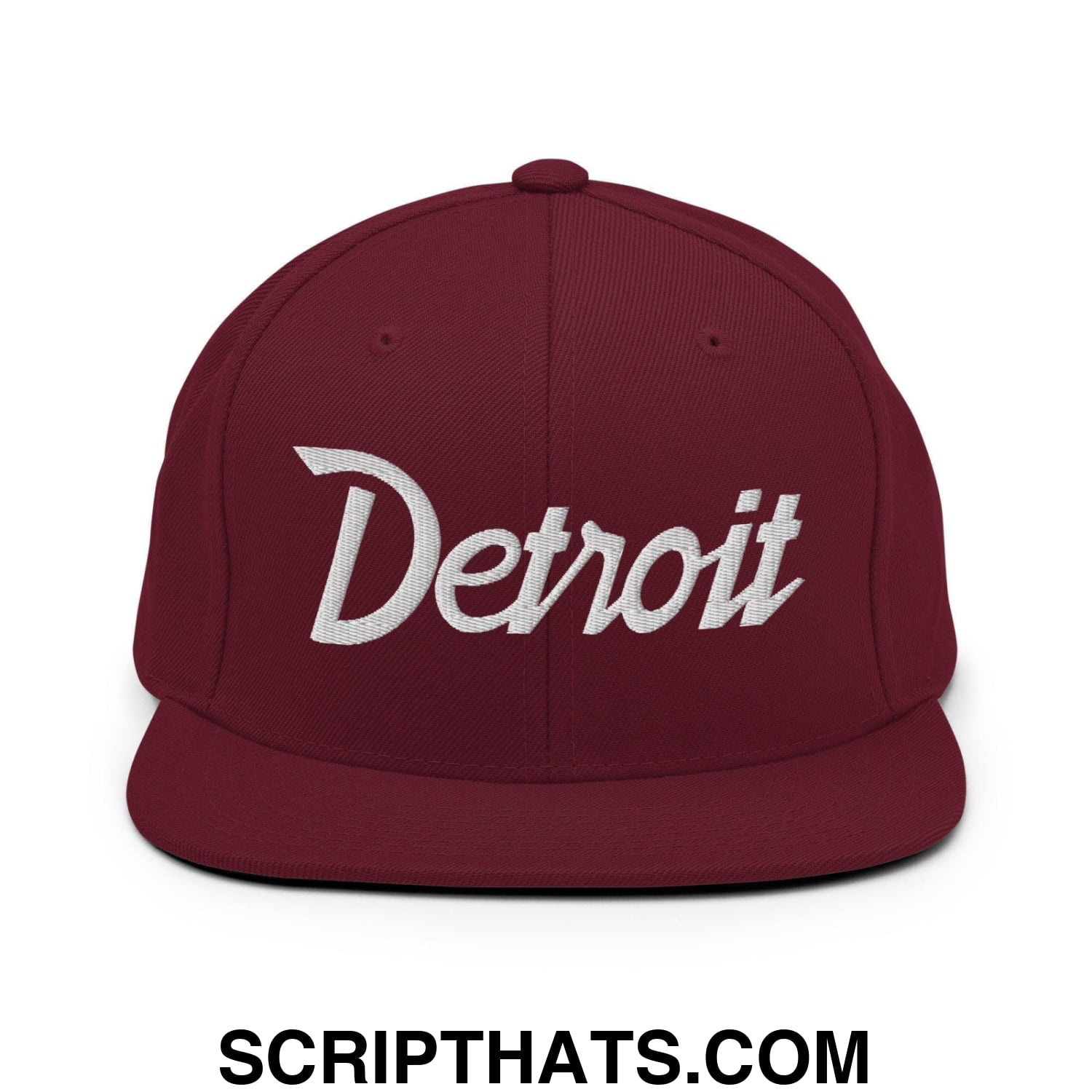 Detroit Script Snapback Hat Maroon
