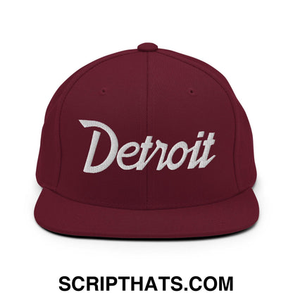 Detroit Script Snapback Hat Maroon