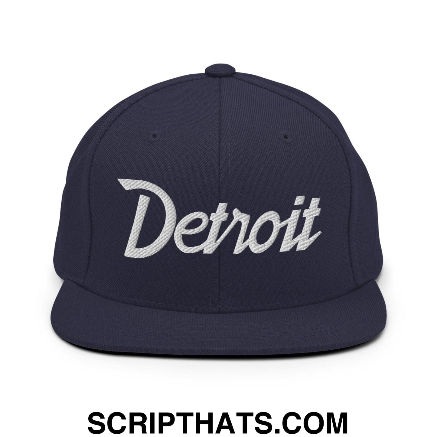 Detroit Script Snapback Hat Navy