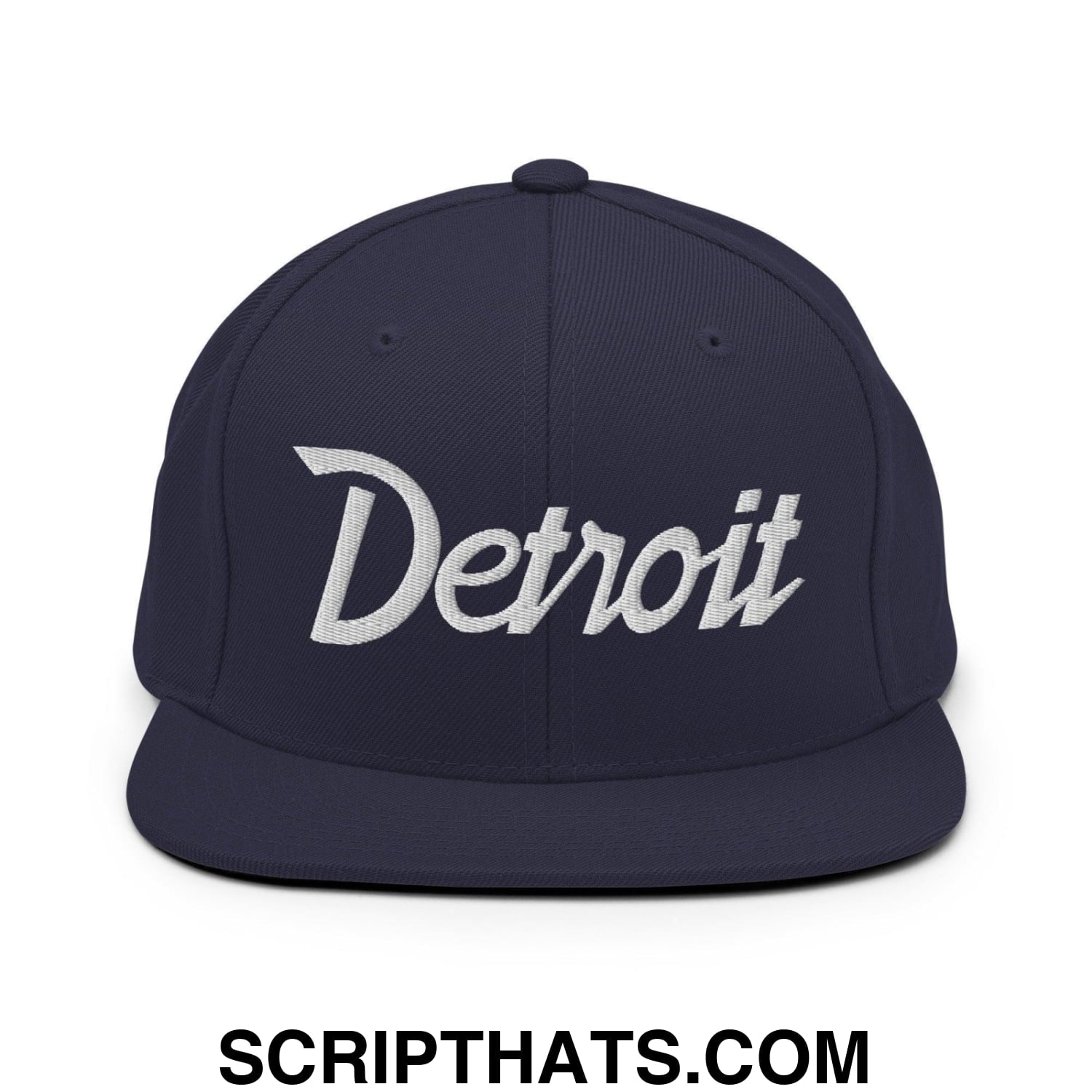 Detroit Script Snapback Hat Navy