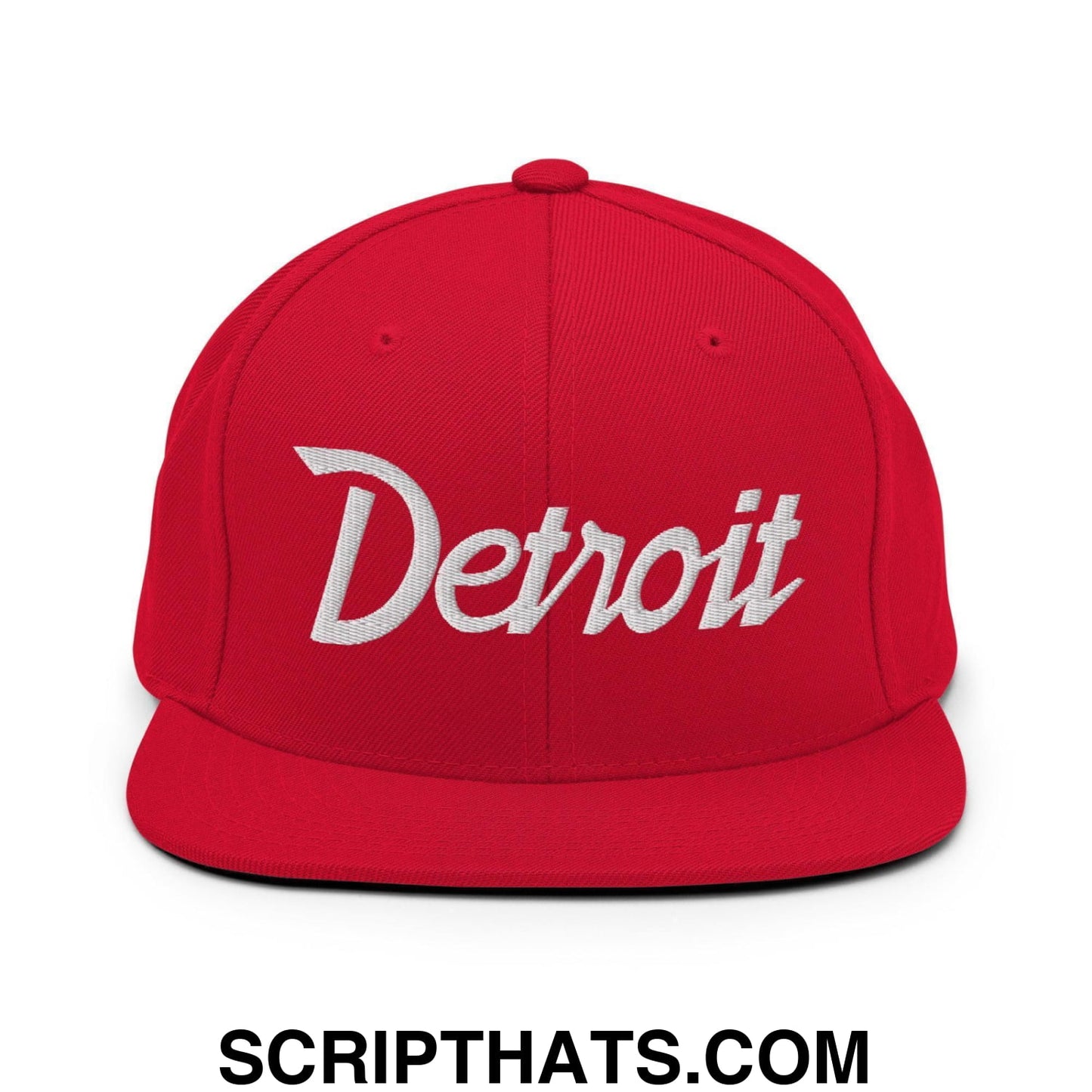 Detroit Script Snapback Hat Red