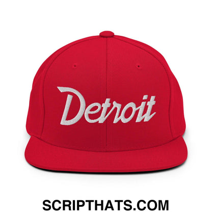 Detroit Script Snapback Hat Red