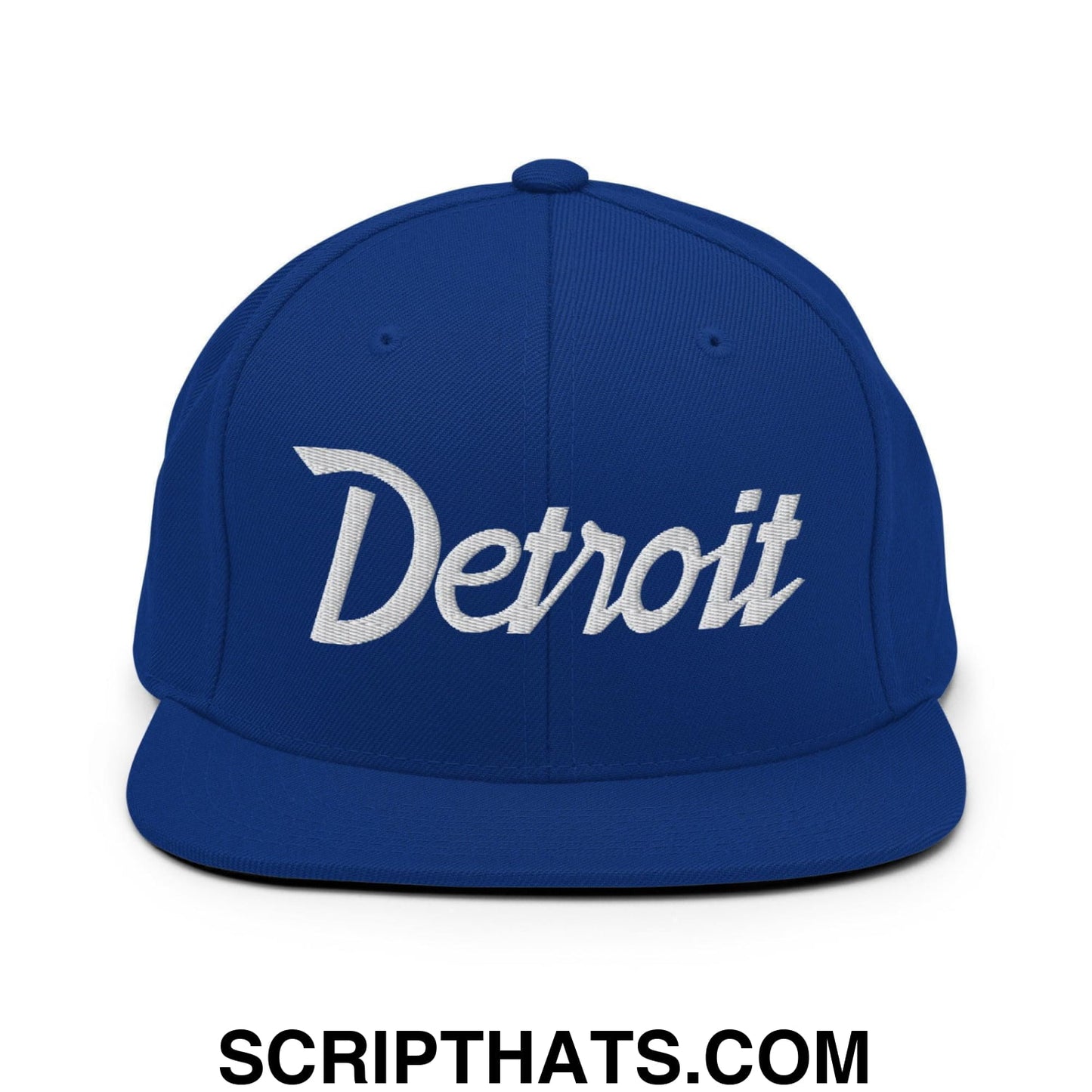 Detroit Script Snapback Hat Royal Blue