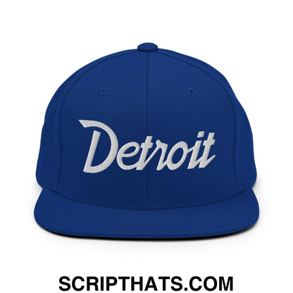 Detroit Script Snapback Hat Royal Blue