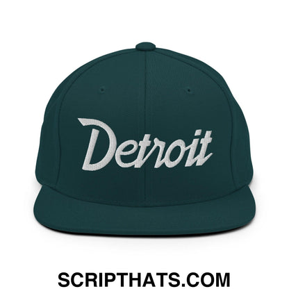Detroit Script Snapback Hat Spruce