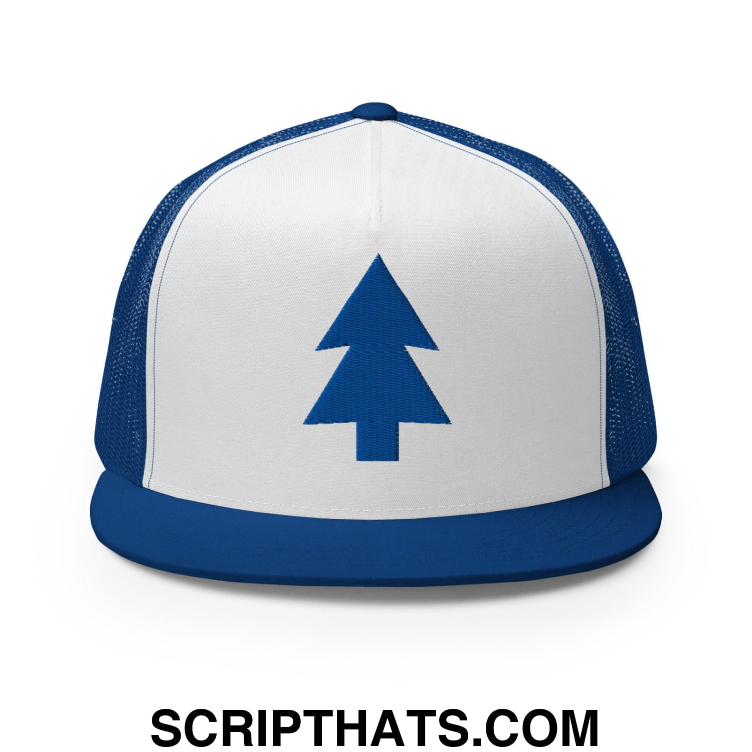 Dipper Pines Embroidered Flat Bill Brim Mesh Trucker Hat Default Title
