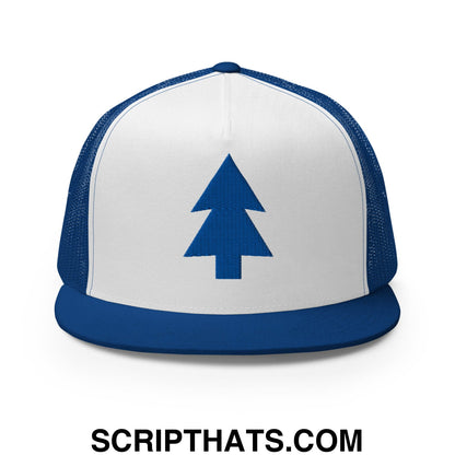 Dipper Pines Embroidered Flat Bill Brim Mesh Trucker Hat Default Title