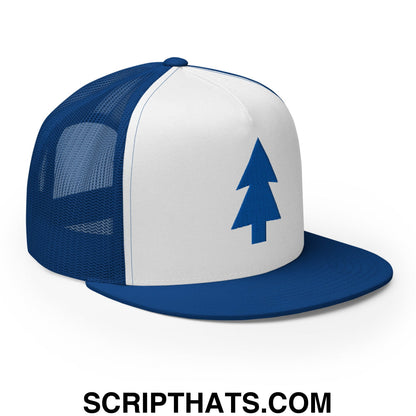 Dipper Pines Embroidered Flat Bill Brim Mesh Trucker Hat Default Title