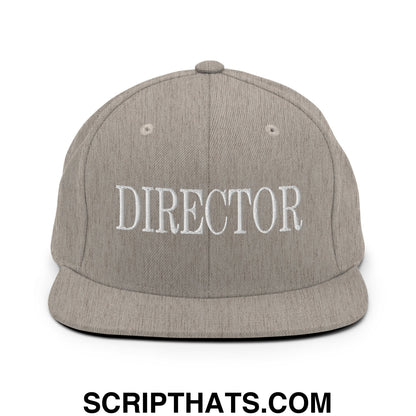Director Embroidered Flat Bill Brim Snapback Hat Heather Grey