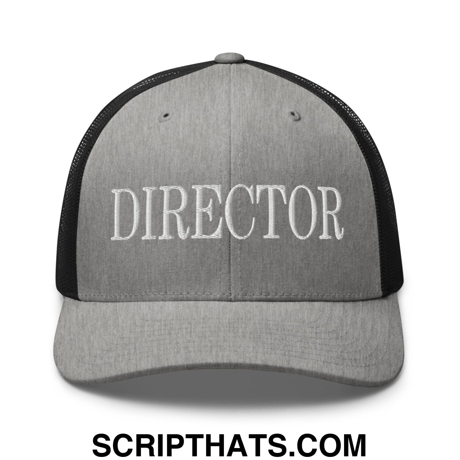 Director Embroidered Mesh Trucker Hat Heather Black