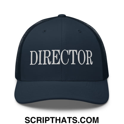 Director Embroidered Mesh Trucker Hat Navy