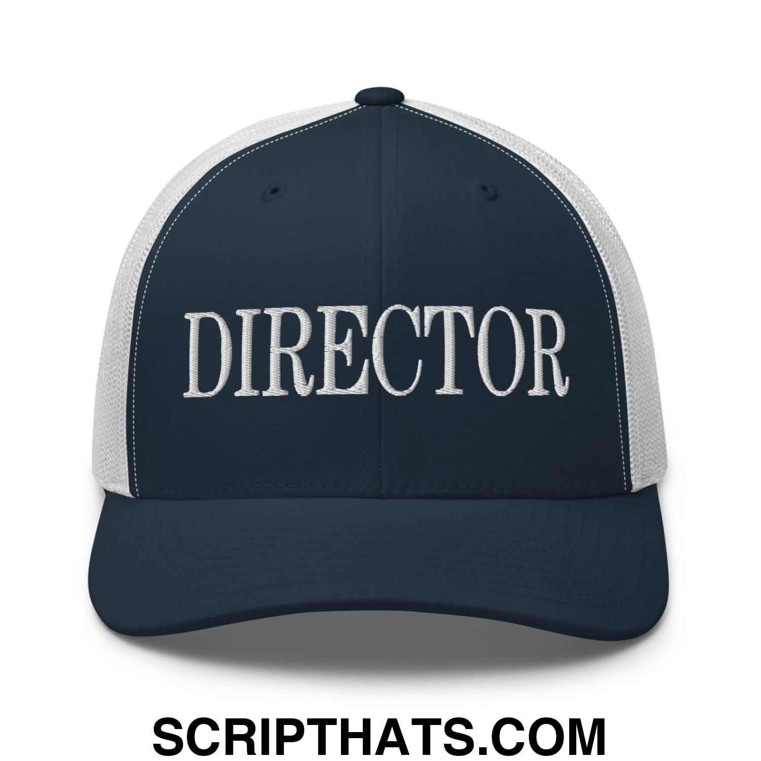 Director Embroidered Mesh Trucker Hat Navy White