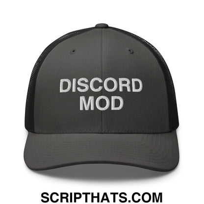 Discord Mod Embroidered Mesh Trucker Hat Charcoal Black