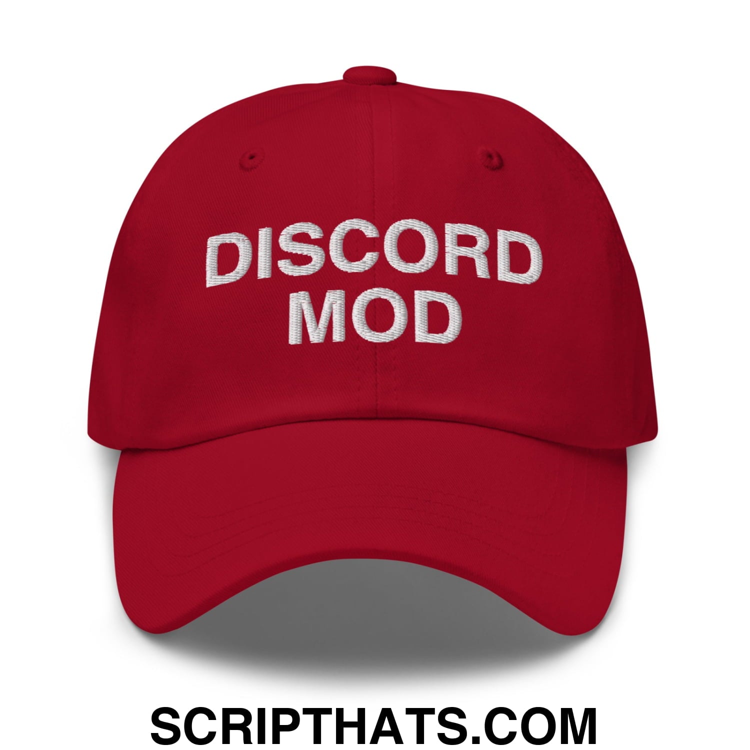 Discord Mod Embroidered Unstructured Dad Hat Cranberry
