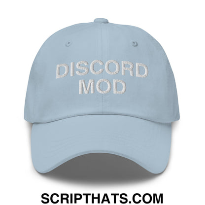 Discord Mod Embroidered Unstructured Dad Hat Light Blue