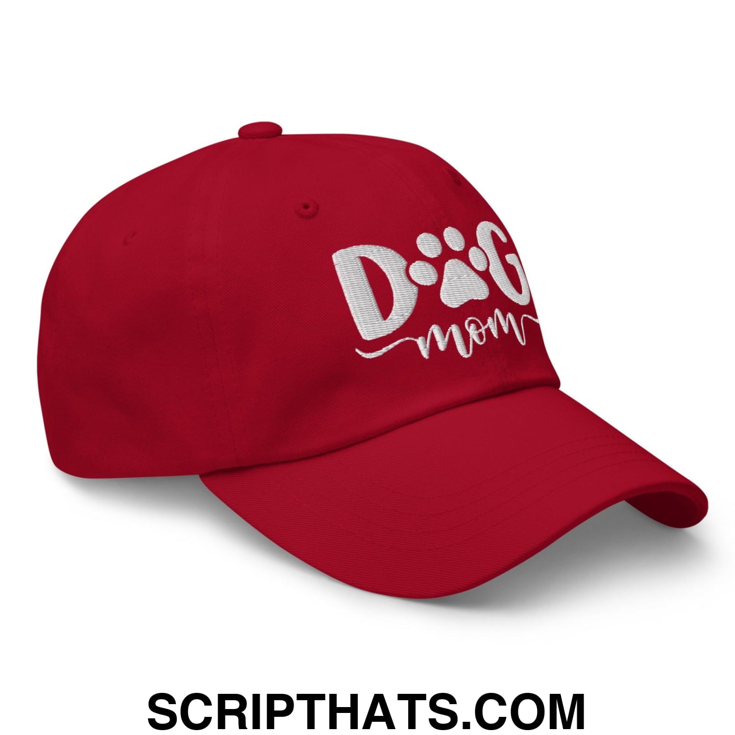 Dog Mom Embroidered Dad Hat Cranberry