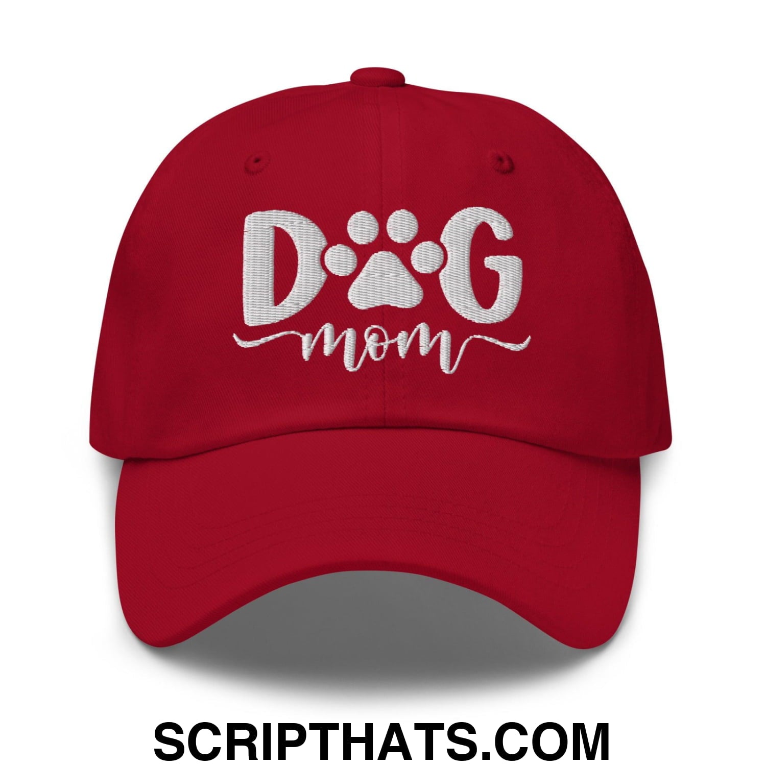 Dog Mom Embroidered Dad Hat Cranberry