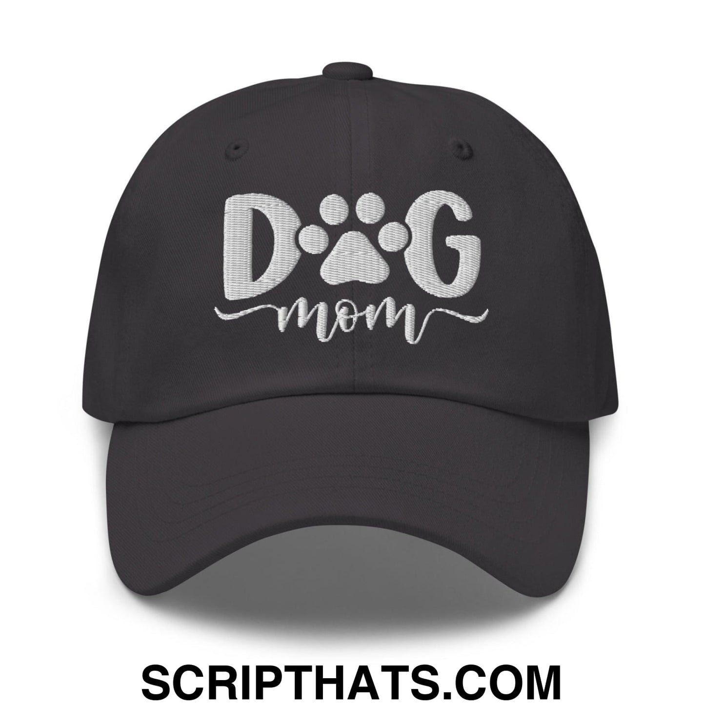 Dog Mom Embroidered Dad Hat Dark Grey