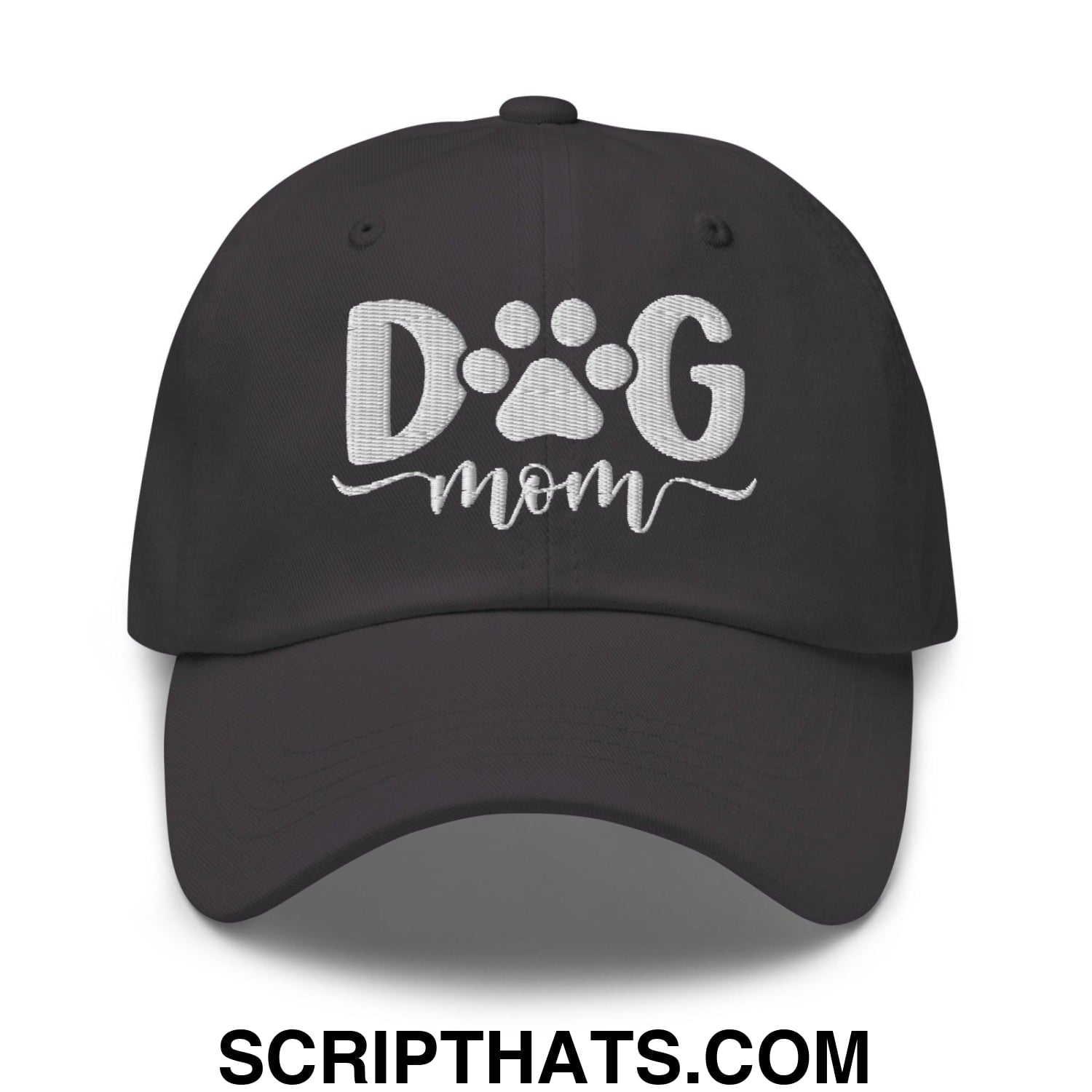Dog Mom Embroidered Dad Hat Dark Grey
