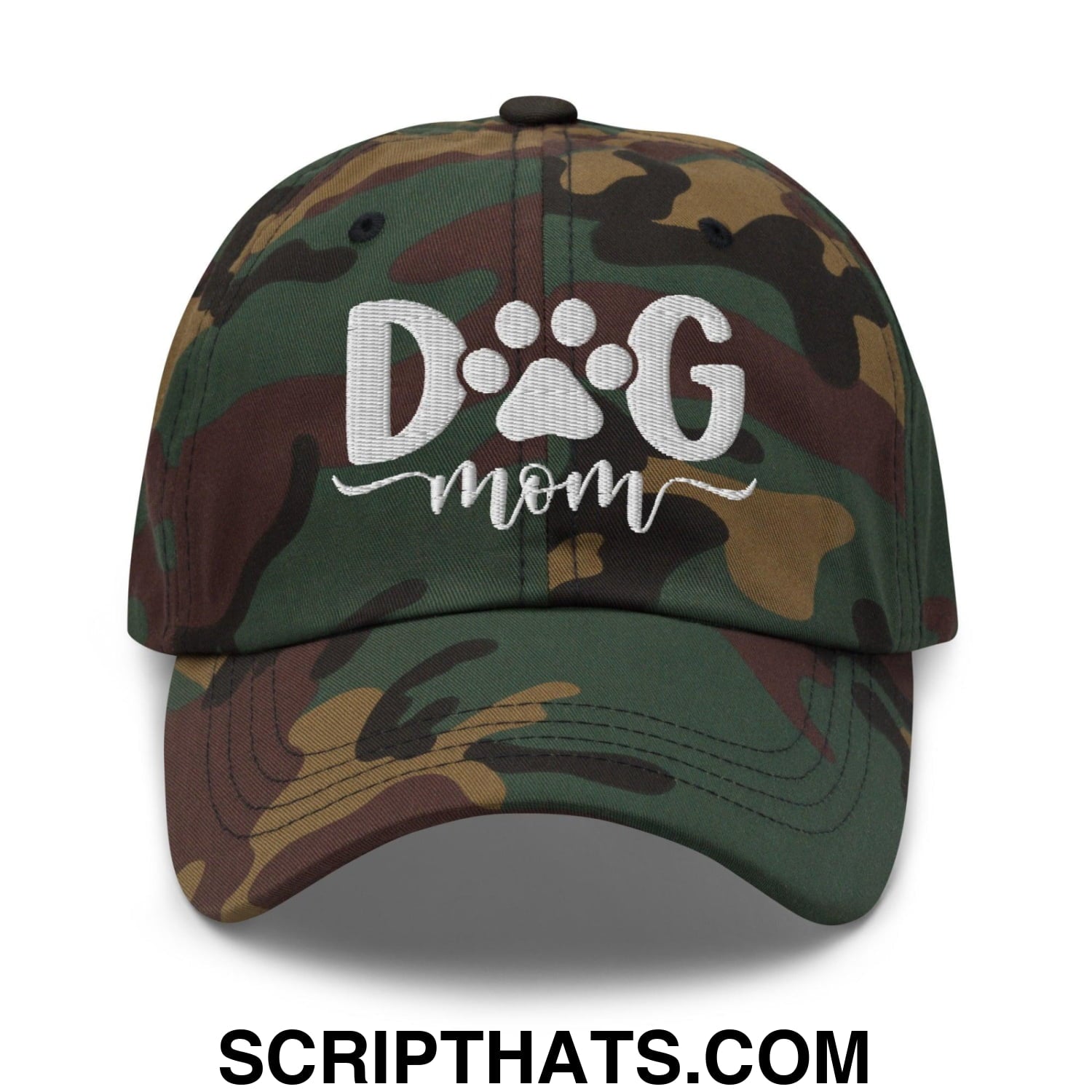 Dog Mom Embroidered Dad Hat Green Camo