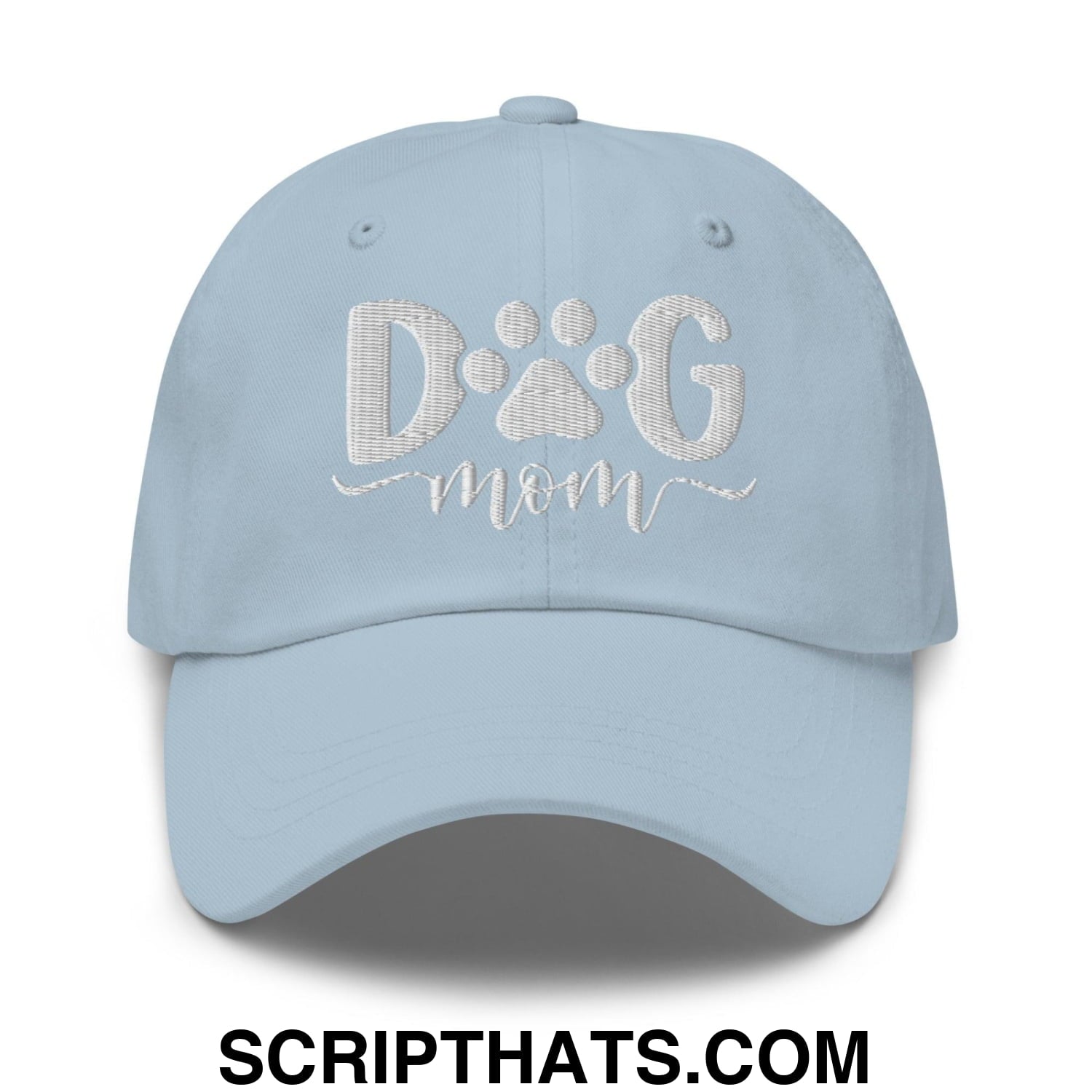 Dog Mom Embroidered Dad Hat Light Blue
