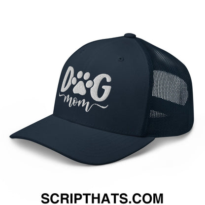 Dog Mom Embroidered Mesh Trucker Hat Navy