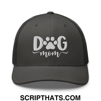 Dog Mom Embroidered Mesh Trucker Hat Charcoal