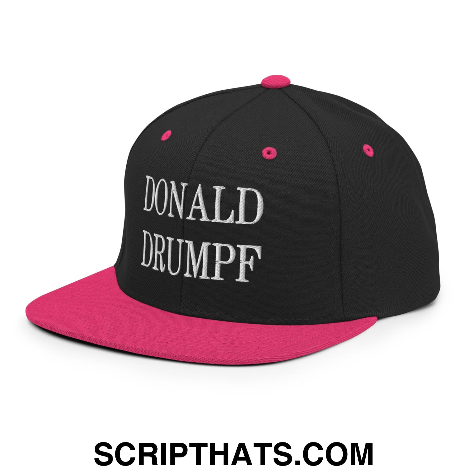 Donald Drumpf Embroidered Flat Bill Brim Snapback Hat Black Neon Pink