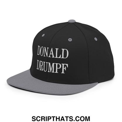 Donald Drumpf Embroidered Flat Bill Brim Snapback Hat Black Silver
