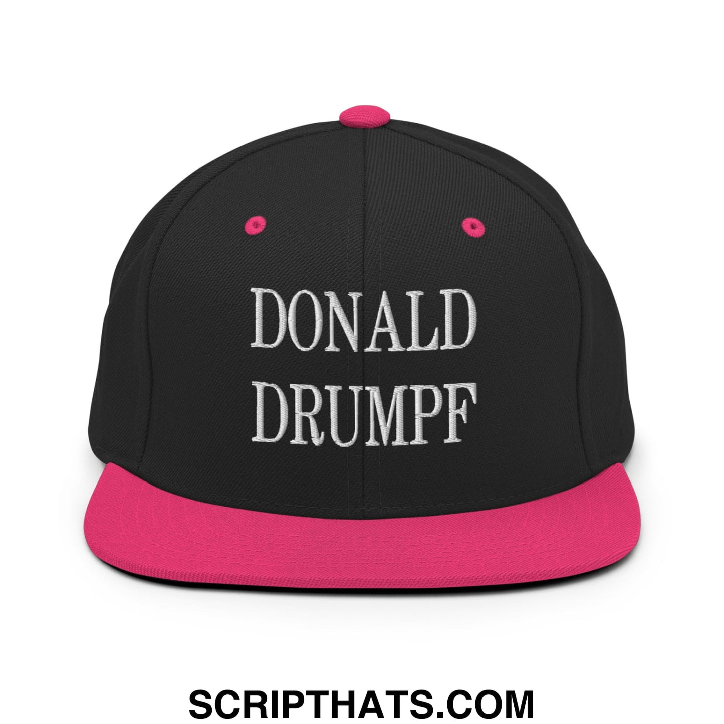 Donald Drumpf Embroidered Flat Bill Brim Snapback Hat Black Neon Pink