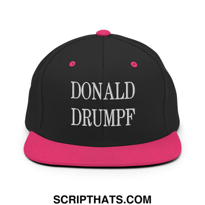 Donald Drumpf Embroidered Flat Bill Brim Snapback Hat Black Neon Pink