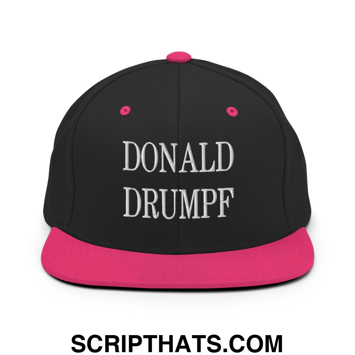 Donald Drumpf Embroidered Flat Bill Brim Snapback Hat Black Neon Pink