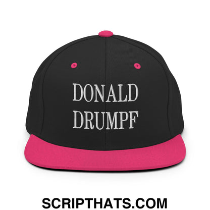 Donald Drumpf Embroidered Flat Bill Brim Snapback Hat Black Neon Pink