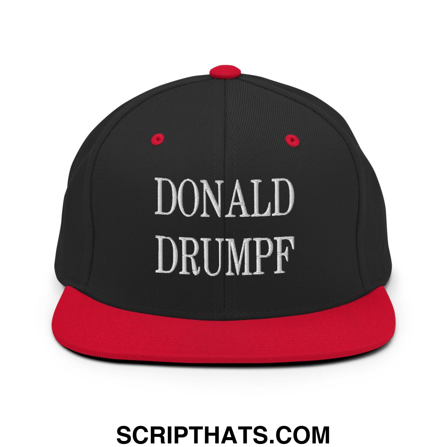 Donald Drumpf Embroidered Flat Bill Brim Snapback Hat Black Red