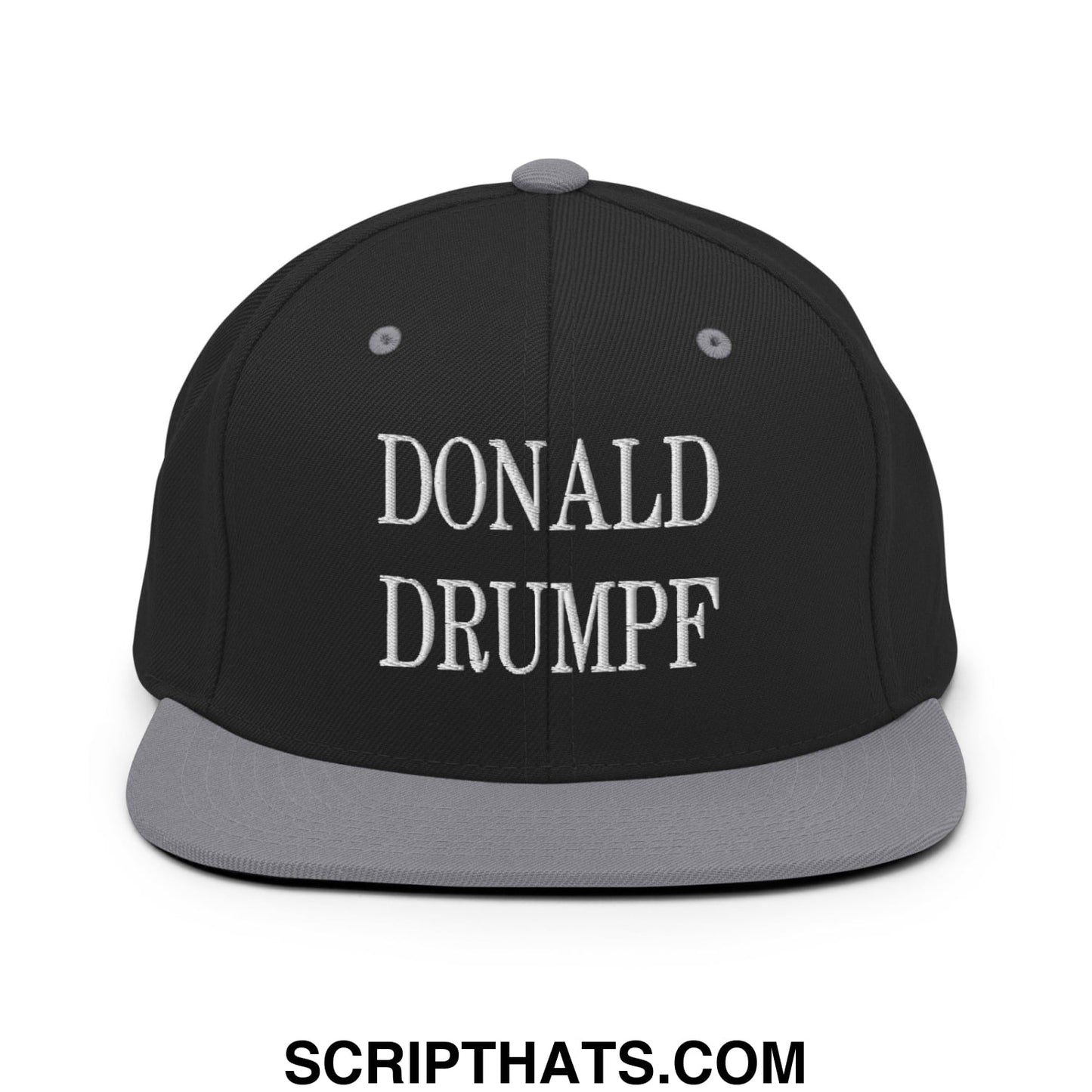 Donald Drumpf Embroidered Flat Bill Brim Snapback Hat Black Silver