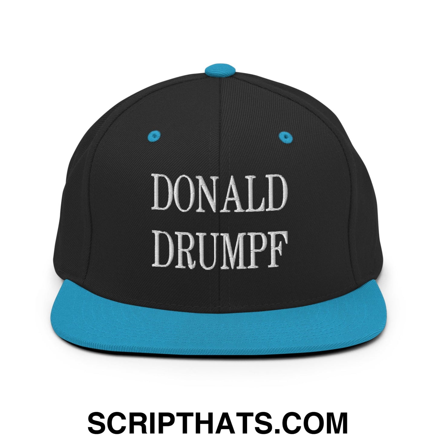 Donald Drumpf Embroidered Flat Bill Brim Snapback Hat Black Teal