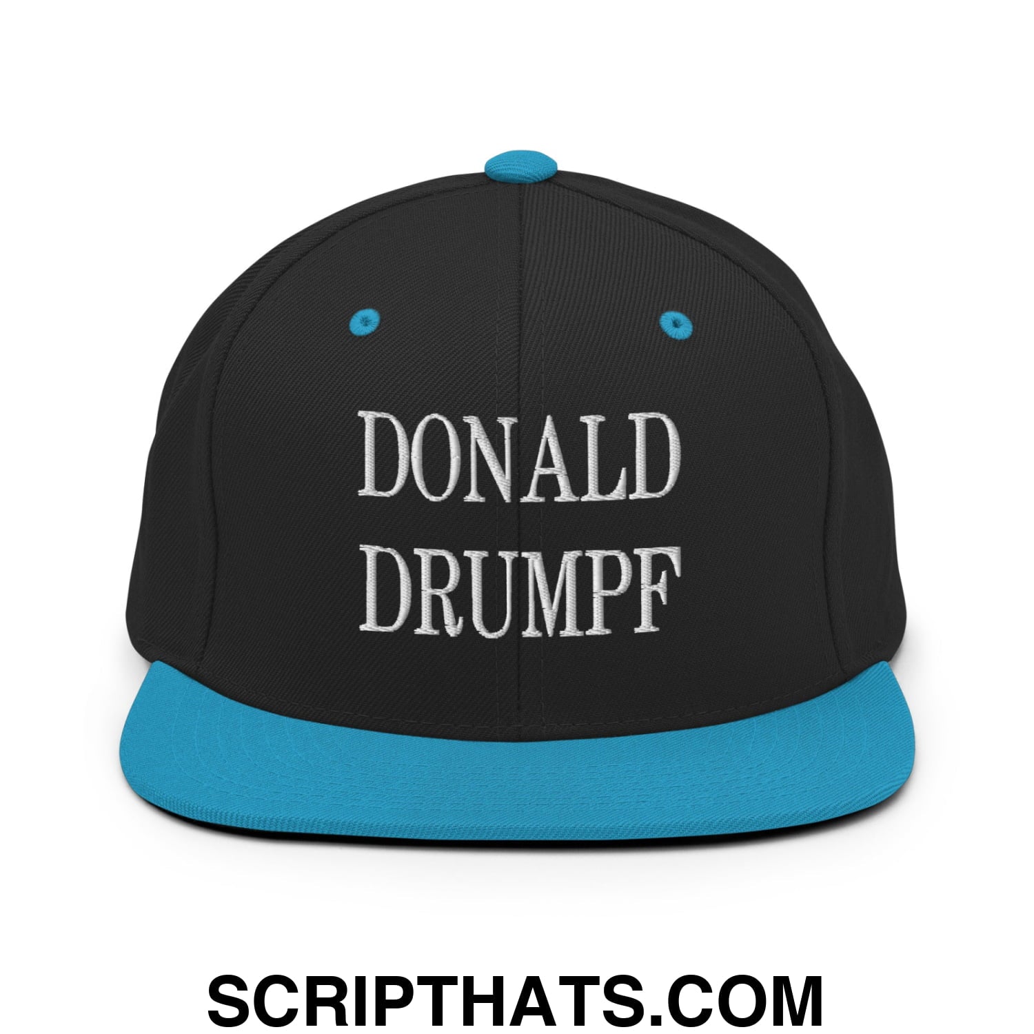 Donald Drumpf Embroidered Flat Bill Brim Snapback Hat Black Teal